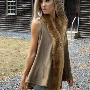 Camel Faux Fur Vest
